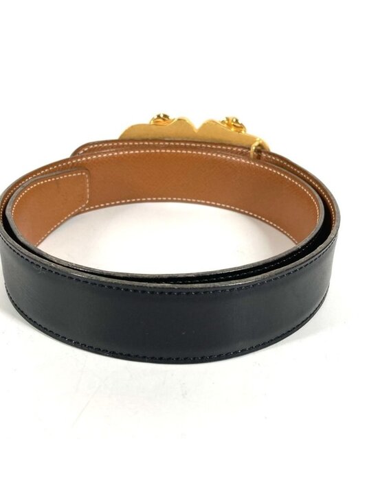Hermes Belt Elephant Logo Leather Black main image 7